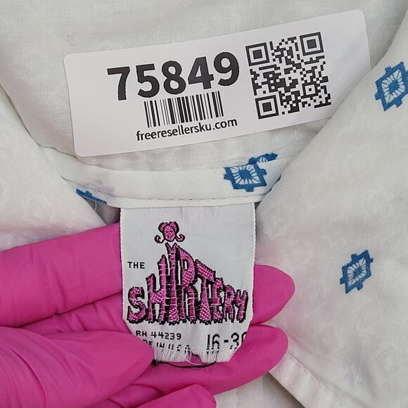 Vintage 80s Disco Hippie Shirt Women Large 20x25 Polka-Dot - Picture 8 of 10